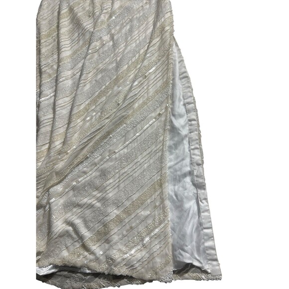 Vtg Cache Strapless White Beaded Maxi Dress Sz 4 - Picture 13 of 16